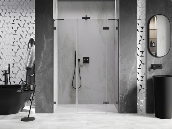 Ușă de duș Mexen Lunar, cu balamale pe dreapta, 120 cm, sticlă transparentă de 8 mm, profil grafit, 834S-120-050-95-00-P