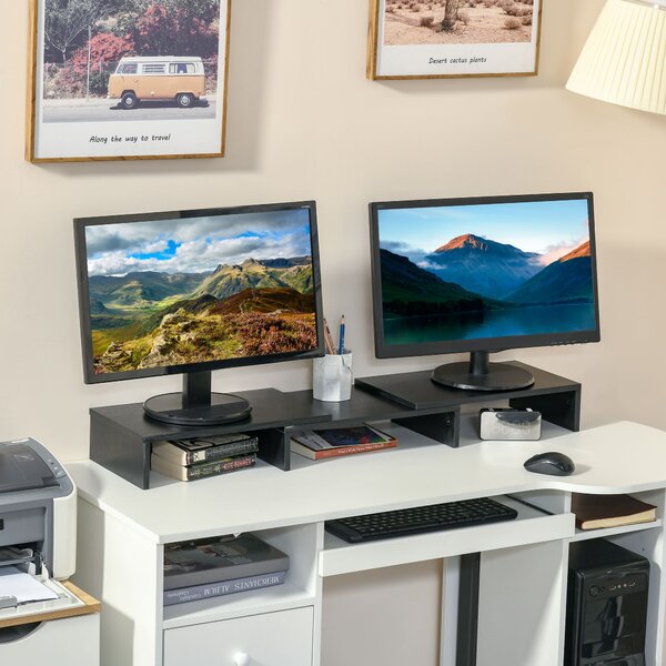 Vinsetto Suport PC pentru unul/ doua monitoare cu lungime si unghi reglabil, stand ridicare ecran pentru laptop, computer | Aosom Romania