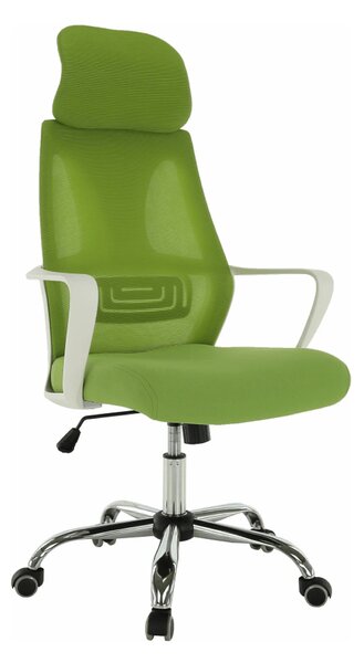 Scaun birou TAXIS, verde/alb/crom, stofa/plastic/metal, 64x63x118/127