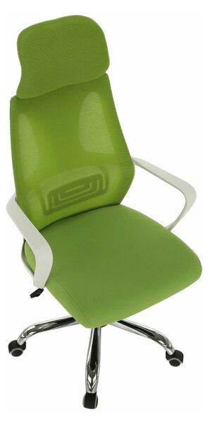 Scaun birou TAXIS, verde/alb/crom, stofa/plastic/metal, 64x63x118/127