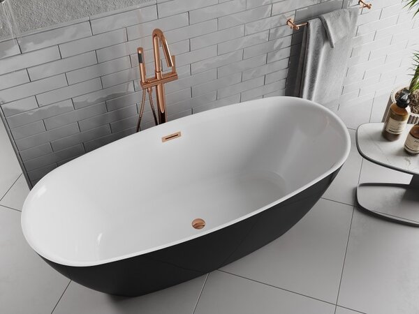 Mexen Luvo Slim, cadă independentă 170 × 75 cm, alb-negru, preaplin auriu-roz, 52801707575-60