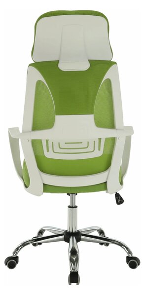 Scaun birou TAXIS, verde/alb/crom, stofa/plastic/metal, 64x63x118/127