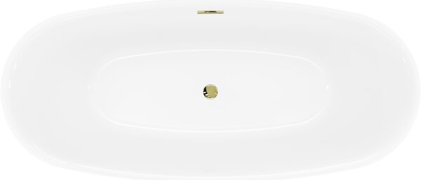 Mexen Luvo Slim, cadă de baie independentă 170 × 75 cm, alb-negru, preaplin auriu lucios, 52801707575-50