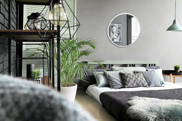 Oglindomat.ro Oglinda rotunda moderna rama alba Oglinda rotunda moderna rama alba fi 40 cm ls-fi40-kffffff