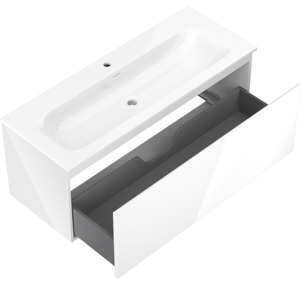 Mexen Orio, mobilier de baie 120 cm cu lavoar Vela, 1 sertar, alb lucios, 91A10-12047-1-BF00-W23M00