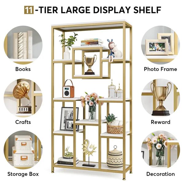 Biblioteca Dani din metal culoare auriu 182 cm