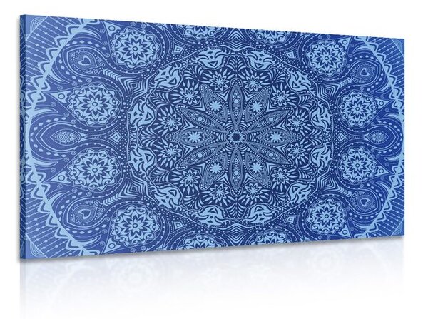 Tablou Mandala ornamentală cu dantelă în culoarea albastră