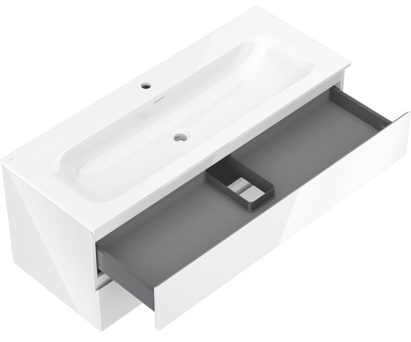 Mexen Orio, mobilier baie 120 cm cu lavoar Vela, 2 sertare, alb lucios, 91A10-12047-2-BFF00-W23M00