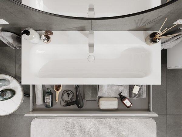 Mexen Orio, mobilier baie 120 cm cu lavoar Vela, 2 sertare, alb lucios, 91A10-12047-2-BFF00-W23M00