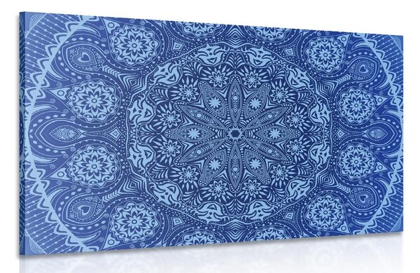 Tablou Mandala ornamentală cu dantelă în culoarea albastră