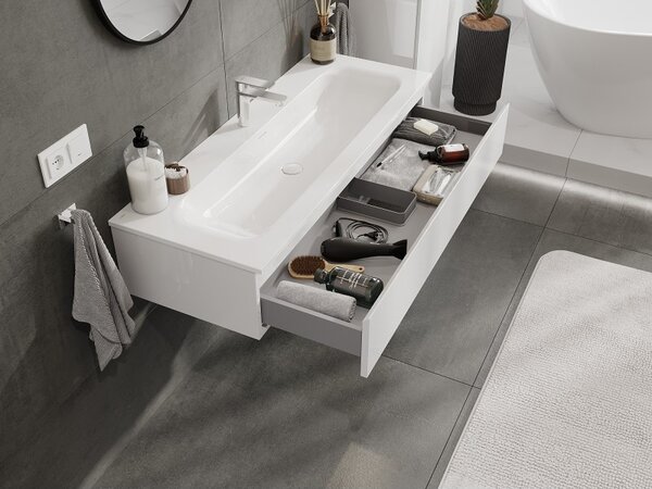 Mexen Orio, mobilier de baie 120 cm cu lavoar Vela, 1 sertar, alb lucios, 91A10-12023-1-BF00-W23M00