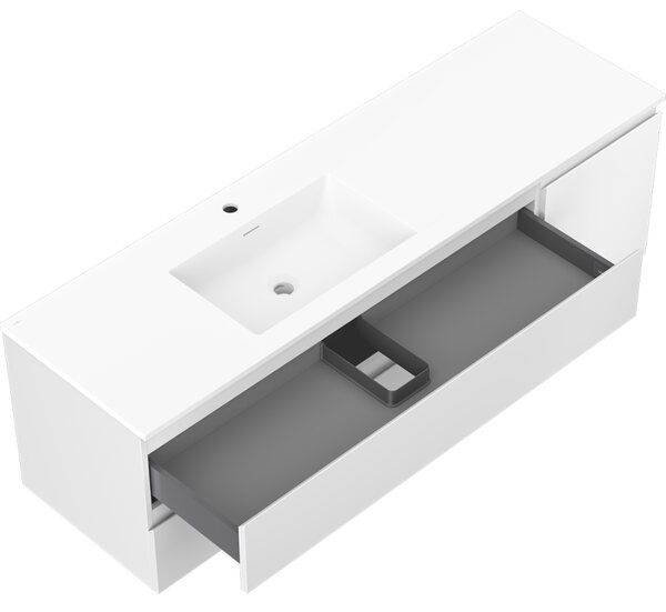 Mexen Orio, mobilier de baie 160 cm cu lavoar Otis în stânga, 2S, 1D, alb mat, 91A13-16047-3-BBFFF01-W18L01