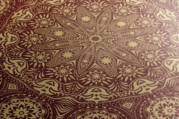 Tablou Mandala ornamentală cu dantelă în culoarea vișinie