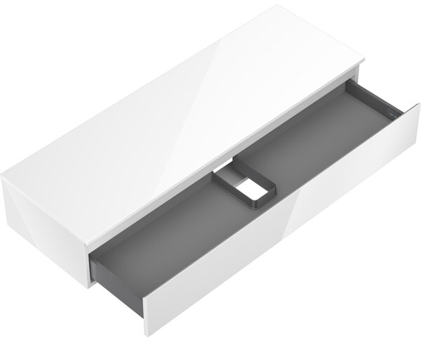Mexen Orio, mobilier de baie 140 cm cu blat, 1 sertar, alb lucios, 91A10-14023-1-BFC00