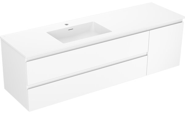 Mexen Orio, mobilier de baie 160 cm cu lavoar Otis în stânga, 2S, 1D, alb mat, 91A13-16047-3-BBFFF01-W18L01