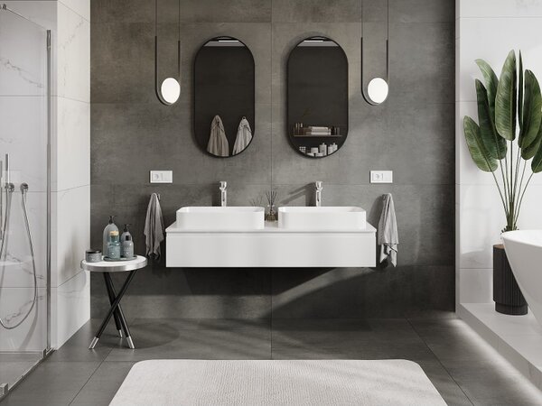 Mexen Orio, mobilier de baie 140 cm cu blat, 1 sertar, alb lucios, 91A10-14023-1-BFC00