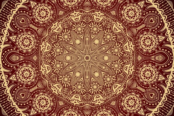 Tablou Mandala ornamentală cu dantelă în culoarea vișinie