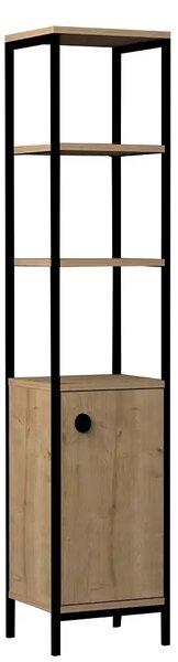 Dulap Charlie pentru baie culoare stejar si negru 162 cm