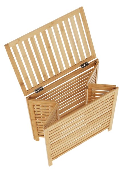 Cos de rufe MENORK, stejar, bambus/material textil, 50x35x60 cm