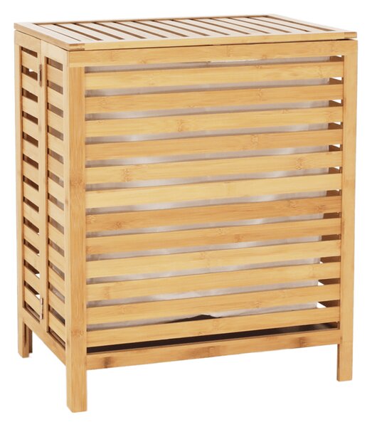 Cos de rufe MENORK, stejar, bambus/material textil, 50x35x60 cm