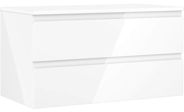 Mexen Orio, mobilier de baie 90 cm cu blat, 2 sertare, alb lucios, 91A10-09047-2-BFFC00