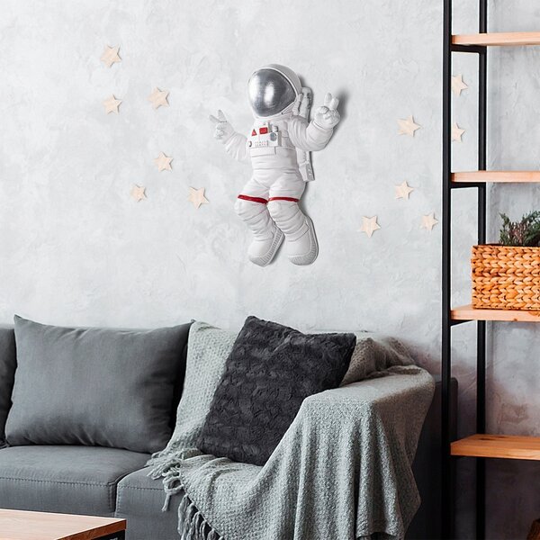 Accesoriu decorativ de perete Yak-001 Astronaut Alb 35x47x10 cm