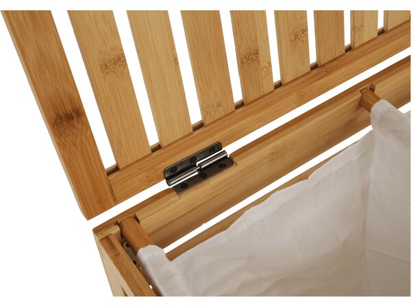 Cos de rufe MENORK, stejar, bambus/material textil, 50x35x60 cm