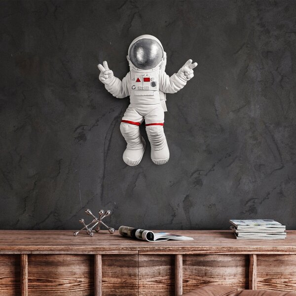 Accesoriu decorativ de perete Yak-001 Astronaut Alb 35x47x10 cm