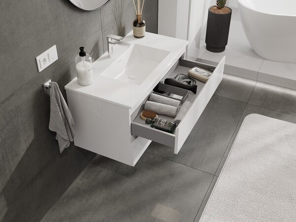 Mexen Orio, mobilier de baie 90 cm cu lavoar Otis, 2 sertare, alb lucios, 91A10-09047-2-BFF00-W18M00