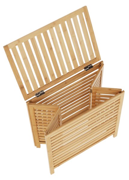 Cos de rufe MENORK, stejar, bambus/material textil, 50x35x60 cm
