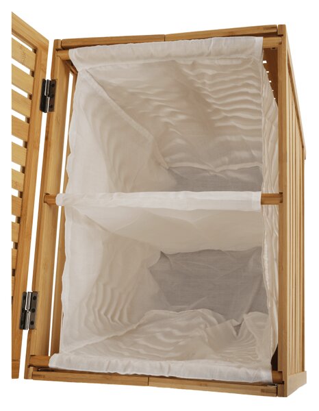 Cos de rufe MENORK, stejar, bambus/material textil, 50x35x60 cm