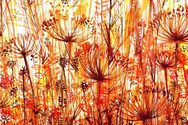 Tablou păpădie în nuanțe de portocaliu