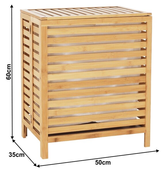 Cos de rufe MENORK, stejar, bambus/material textil, 50x35x60 cm