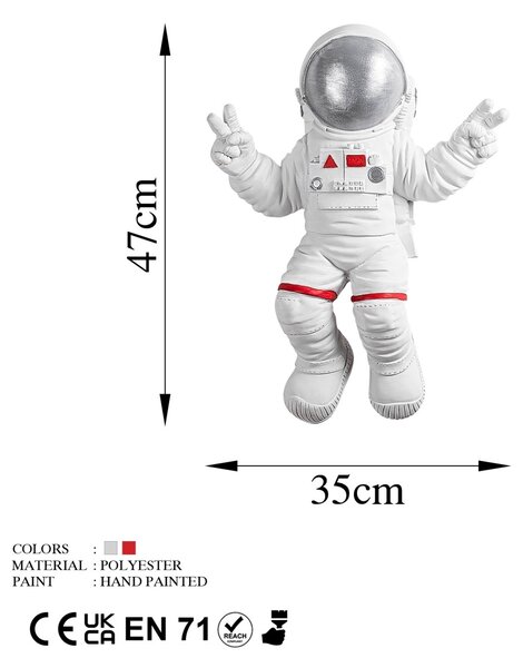 Accesoriu decorativ de perete Yak-001 Astronaut Alb 35x47x10 cm