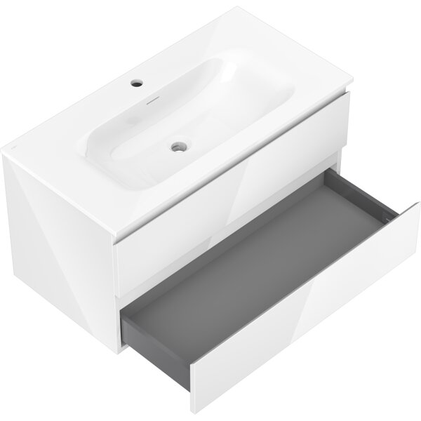Mexen Orio, mobilier baie 90 cm cu lavoar Vela, 2 sertare, alb lucios, 91A10-09047-2-BFF00-W23M00