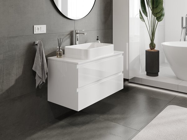 Mexen Orio, mobilier baie 90 cm, 2 sertare, alb lucios, 91A10-09047-2-BFF00