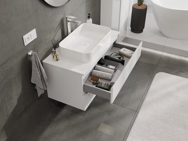 Mexen Orio, mobilier baie 90 cm, 2 sertare, alb lucios, 91A10-09047-2-BFF00