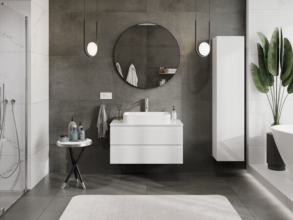 Mexen Orio, mobilier baie 90 cm, 2 sertare, alb lucios, 91A10-09047-2-BFF00