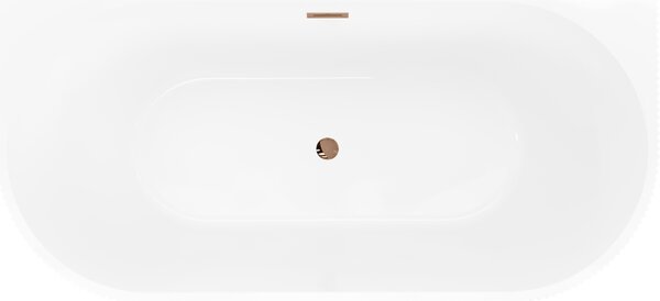 Cadă de baie independentă Mexen Oris cu caneluri 150 x 75 cm, alb lucios, preaplin auriu-roz, 52871507500-60