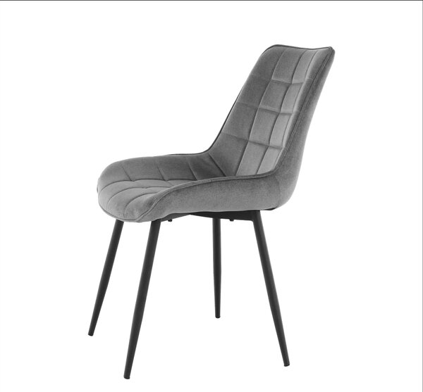 Scaun SARIN, gri/negru, catifea/metal, 54x64x82 cm