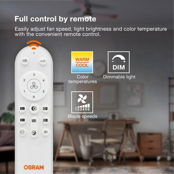 Osram - Corp de iluminat LED dimabil cu ventilator SOLANO LED/26W/230V 3000/4000/6500K + telecomandă