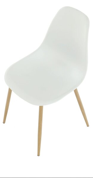 Scaun SINTIA, alb/stejar, plastic/metal, 46x53x85 cm