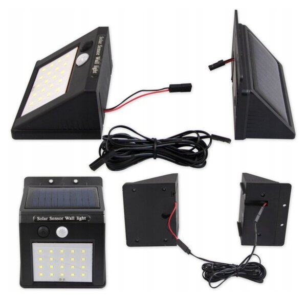 Lampa solara LED, 20 becuri SMD, senzor crepuscular si de miscare, 3W, 200 lm, carcasa ABS