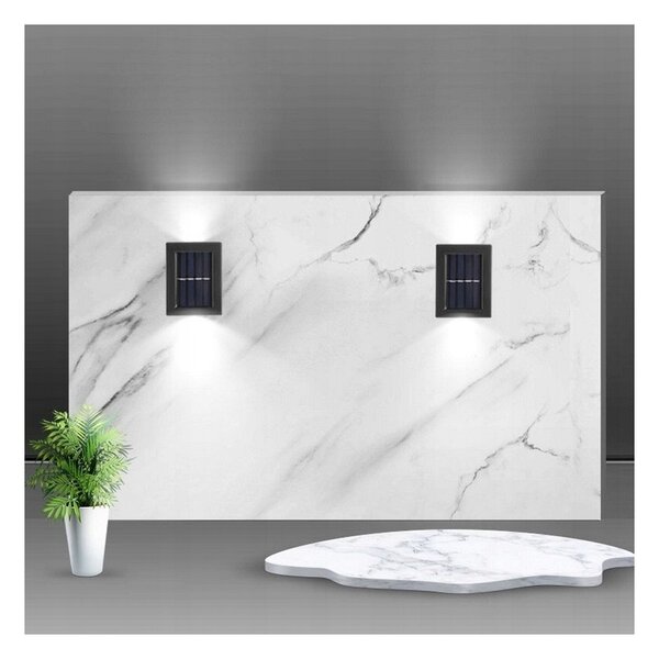 Lampa solara LED pentru fatada, 20 lm, IP65, lumina neutra, senzor crepuscular, negru