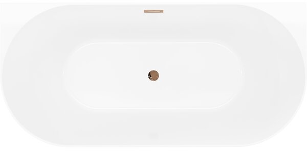 Mexen Oval Slim, cadă independentă de perete, 170 x 80 cm, alb-negru, preaplin auriu-roz, 52661708075-60