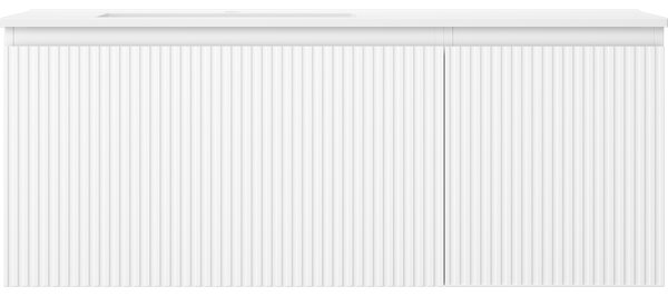 Mexen Rivel, mobilier baie 120 cm cu lavoar stânga Otis, 1S, 1D, canelat, alb mat, 91A23-12047-3-BBFF01-W18L01