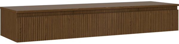 Mexen Rivel, mobilier de baie 160 cm cu blat, 1 sertar, canelat, nuc, 91A20-16023-1-BFC86