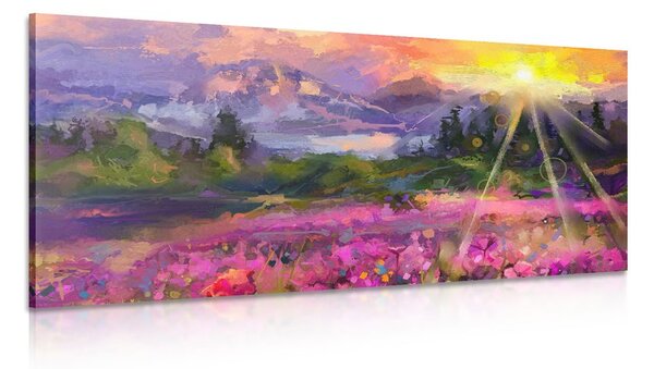 Tablou pictură în ulei peisajul multicolor