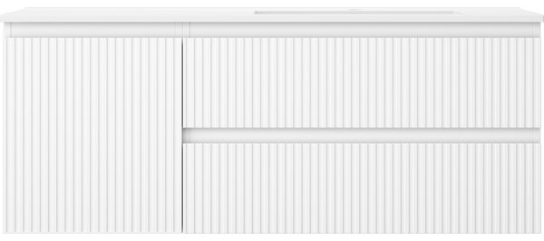 Mexen Rivel, mobilier baie 120 cm cu lavoar Otis dreapta, 2S, 1D, canelat, alb mat, 91A23-12047-3-BBFFF01-W18P01