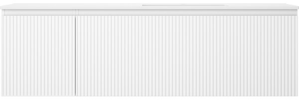 Mexen Rivel, mobilier baie 160 cm cu lavoar Otis dreapta, 1S, 1D, canelat, alb mat, 91A23-16047-3-BBFF01-W18P01